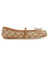 Gucci Women Gg Fabric Ballerinas With Iconic Horsebit In Brown