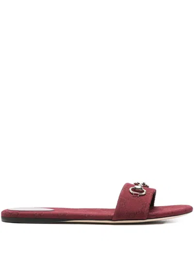 Gucci Women Gg Canvas Sandals In Burgundy