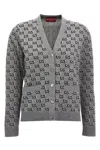 Gucci Wool Jacquard Cardigan With Gg Shadow In Gray
