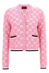 Gucci Papiro Webbing-trimmed Jacquard-knit Cotton Cardigan In Pink