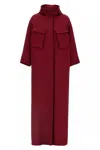 Gucci Bordeaux Coat With Adjustable Stand-up Collar And Drawstring Waist In Gg Canvas Woman