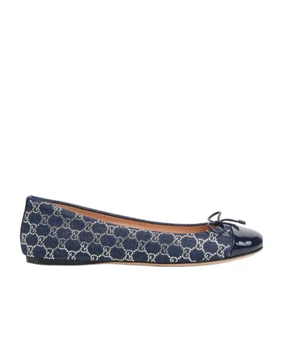 Gucci Women's Gg Crystal Ballet Flat In Blue