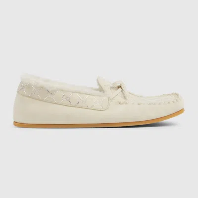 Gucci Women's Gg Crystal Driver Loafer In Neutral