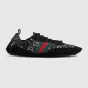 Gucci Shift Suede-trimmed Sneakers In Black