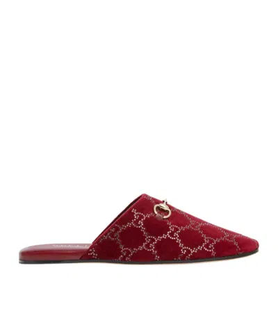 Gucci Women's Gg Crystal Mule With Horsebit In Red