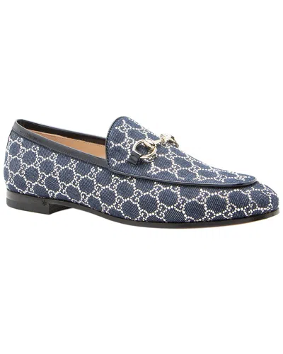 Pre-owned Gucci Women's Gg Denim Crystal, Patent Leather Horsebit Jordaan Loafers - Size 7 / 37, Never Worn (a