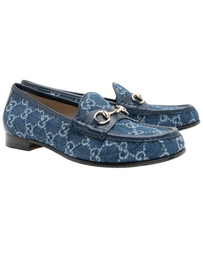 Pre-owned Gucci Women's Gg Denim Horsebit 1953 Loafer (authentic Pre-loved)