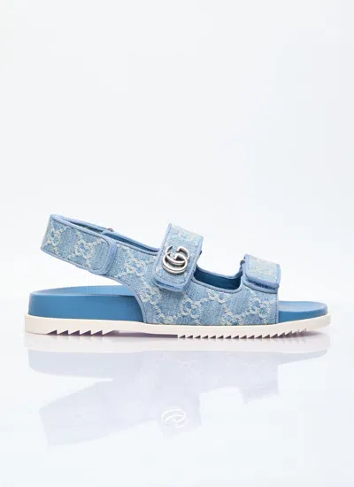 Gucci Women Gg Denim Sandals In Blue