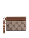 Gucci Gg Canvas Leather-trimmed Card Case In Multicolor