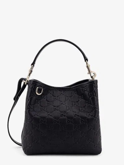 Gucci Women Gg Emblem Leather Bucket Bag