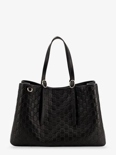 Gucci Women Gg Emblem Leather Shoulder Bag In Black