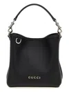 Gucci Borsa A Secchiello Gg Emblem In Pelle Nera Donna In Black