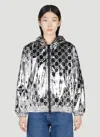 Gucci Shiny Finish Hooded Jacket With Elasticated Cuffs In Silver