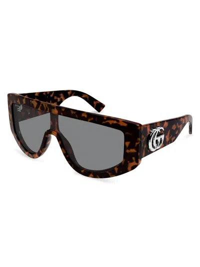Gucci Gg Extruded 99mm Acetate Shield Sunglasses In Brown