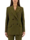 Gucci Women Gg Fabric Double-breasted Jacket In Green
