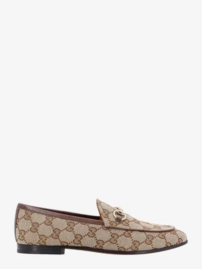 Gucci Women Gg Fabric Jordaan Loafers In Brown