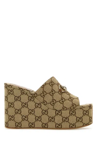 Gucci Women Gg Fabric Mules