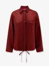 Gucci Womens Rosso Ancora Mix Monogram-pattern Drawstring-hem Satin Shirt In Red