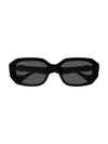 Gucci Geometric Plastic Rectangle Sunglasses In Black Grey