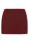Gucci Gg Fabric High Waist Geometric Mini Skirt In Burgundy