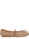 Gucci Horsebit-detailed Leather-trimmed Canvas-jacquard Ballet Flat