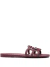 Gucci Palma Gg Rubber Flat Slide Sandals In Burgundy