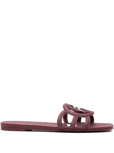 Gucci Women Gg Interlocking Slides In Brown