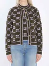 Gucci Wool Cardigan With Front Pockets And Long Sleeves In Green