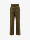 Gucci Gg Jacquard Cotton-blend Bootcut Pants In Green