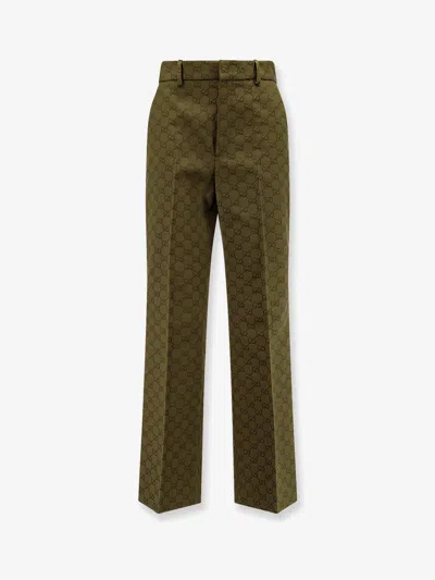 Gucci Women Gg Jacquard Cotton Trousers