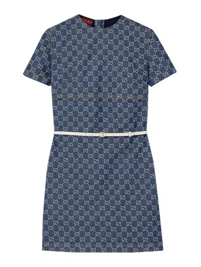 GUCCI GUCCI WOMEN GG JACQUARD DENIM DRESS
