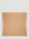 Gucci Gg Jacquard Wool Silk Shawl In Brown