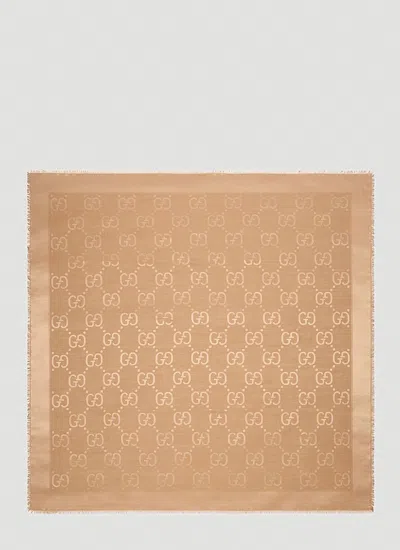 Gucci Women Gg Jacquard Scarf In Brown