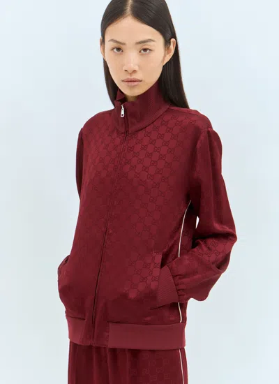 Gucci Women Gg Jacquard Zip-up Jacket In Red