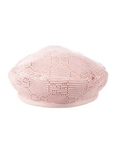 Pre-owned Gucci Women's Gg Knit Beret In Pink
