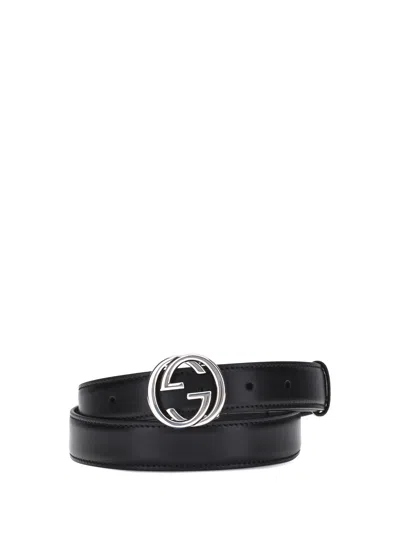 Gucci Women Gg Leather Belt In Black