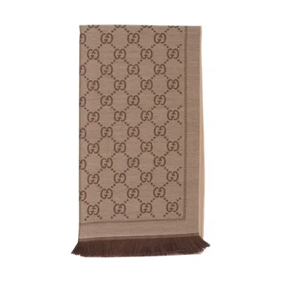 Gucci Women Gg Logo Scarf In Brown