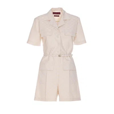 GUCCI GUCCI WOMEN GG LOGO SHORT JUMPSUIT