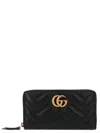 Gucci Gg Marmont Matelasse Leather Zip Around Wallet In Black
