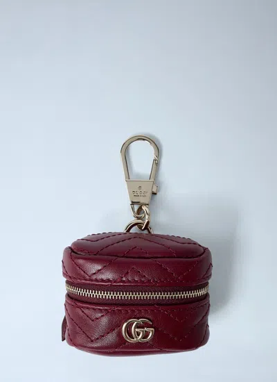 Gucci Women Gg Marmont Airpods Holder In Burgundy