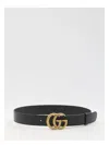 Gucci Glossy Finish Regular Belt With Bold Double G Buckle In Black