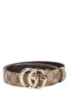 Gucci Gg Marmont Thin Belt In Gg Supreme In Beige