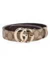Gucci Gg Marmont Thin Belt In Gg Supreme In Beige
