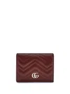Gucci Gg Marmont Rosso Ancora Card Holder Women In Brown