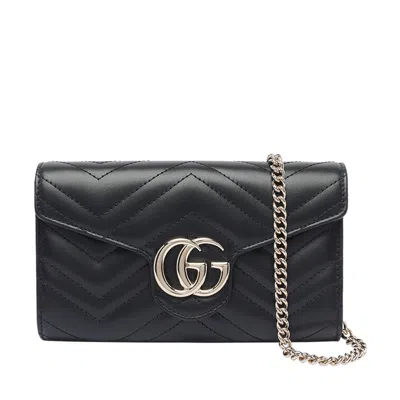 Gucci Women Gg Marmont Chain Wallet In Black
