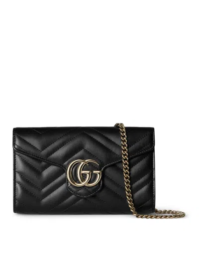 Gucci Women Gg Marmont Chain ??wallet In Black