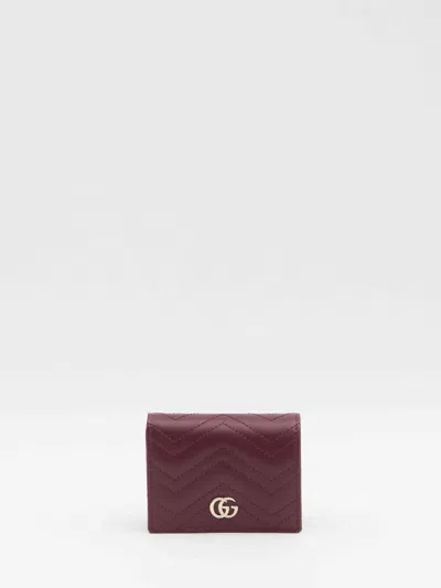 Gucci Women Gg Marmont Foldable Wallet In Brown