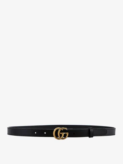 Gucci Women Gg Marmont Leather Belt In Black