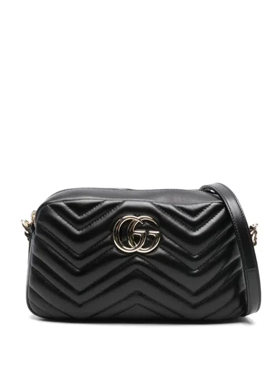 Gucci Women Gg Marmont Leather Camera Bag In Black