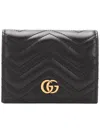 Gucci Women Gg Marmont Leather Card Case In Black